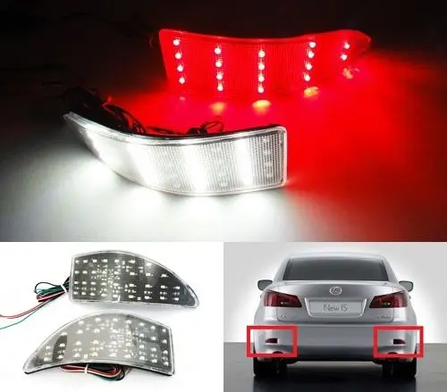 

For Lexus IS250 IS350 06-13 Clear Lens Rear Bumper Reflector LED Brake Backup Light DRL GSE20 GSE25 GSE21
