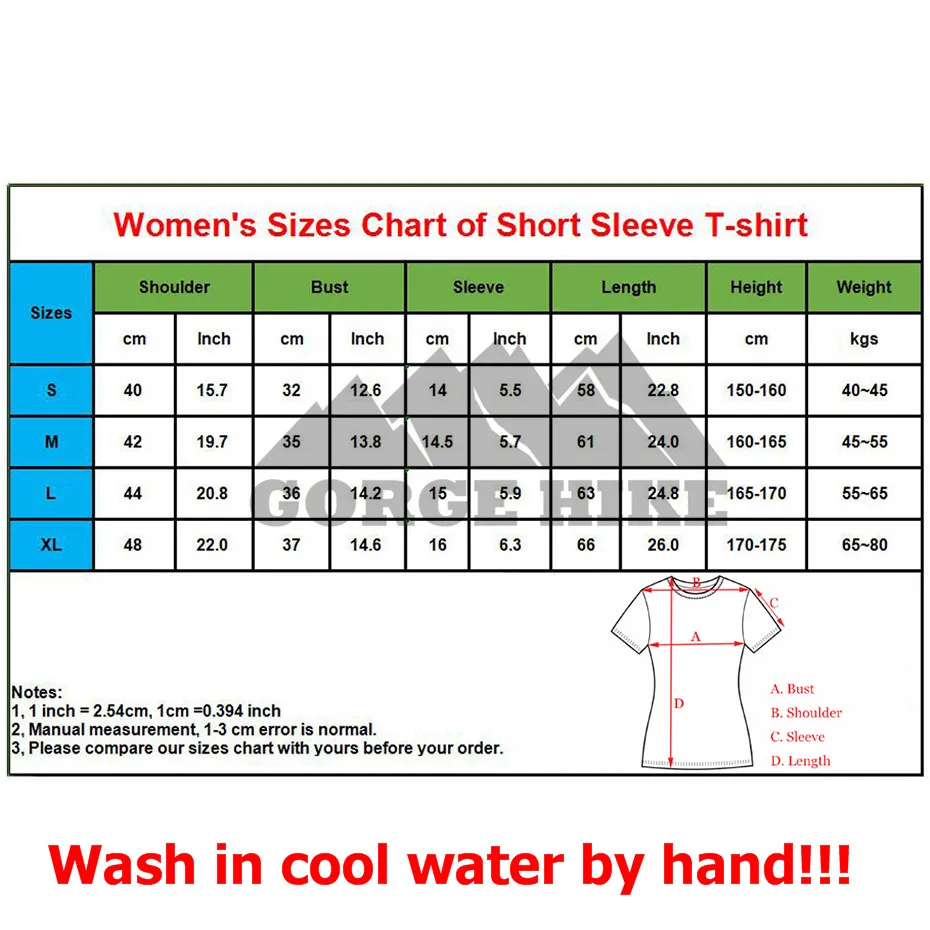 details of womens short sleeve sizes chart_