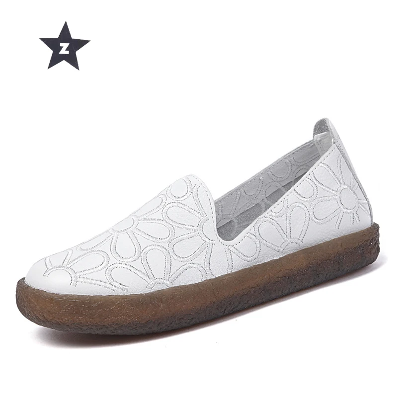 white Genuino Oxford Suave Transpirable Mocasines Étnico Mujeres Zapatos Flor Black De Mujer Z 2018 Vaca Primavera Casuales Cuero Piel fp0HU