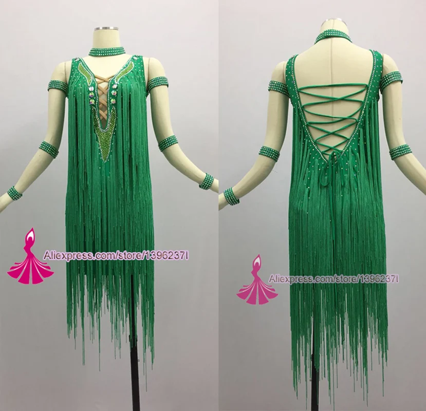 

Latin Competition Dance Skirt Women High Quality Custom Made Standard Sumba Rumba Tassel Dancing Wear Adult Latin Dance Dress