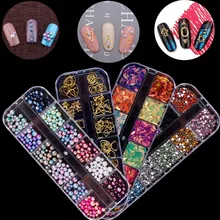 12 Маникюр для ногтей сетка художественное украшение блестки Стразы блестящие хрустальные камни Икра бант акриловая Снежинка гель УФ 3D сделай сам дизайн ногтей