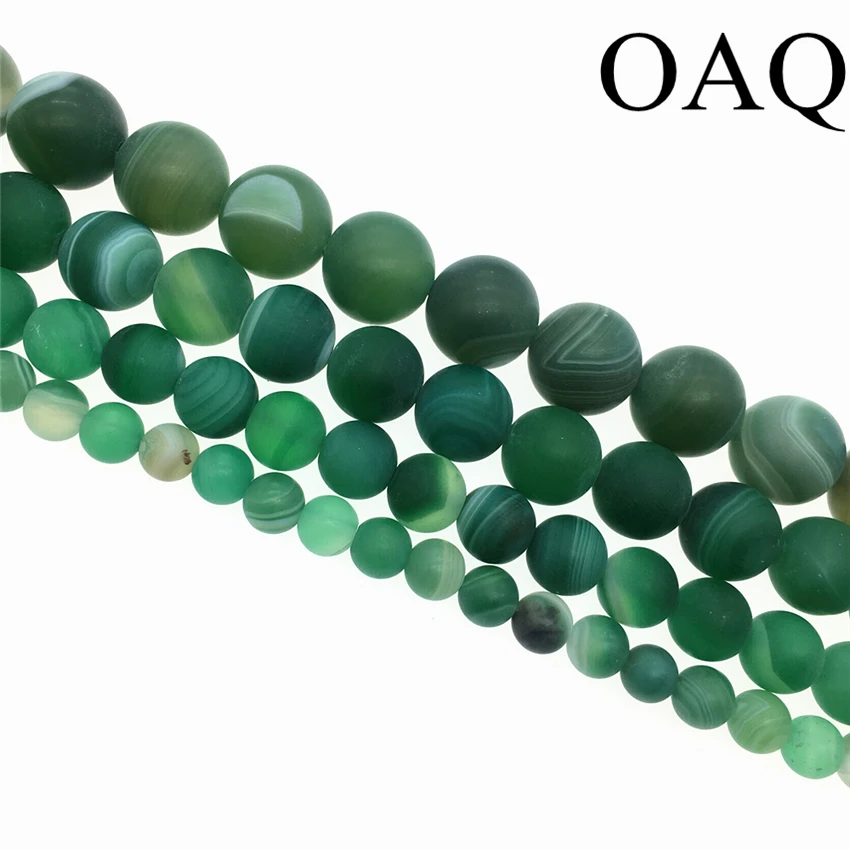 

Wholesale 6-12mm Natural Onyx Bedas Green Dull Polish Stripe Carnelian Gem Round Loose Natural Stone Beads For jewelry making