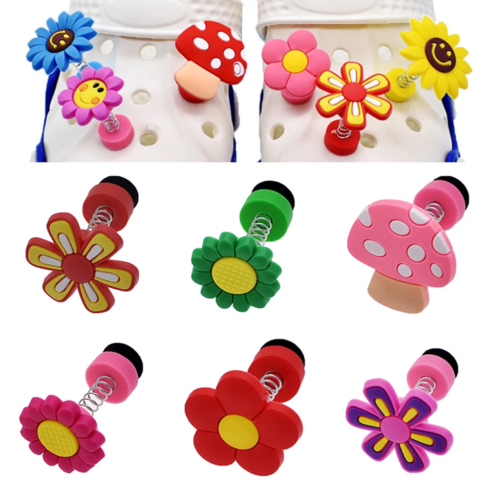 

1pcs lovely & cool Smail flowers 3D PVC Shoe Charms,Shoe Buckles Accessories Fit for Croc JIBZ kids party gifts