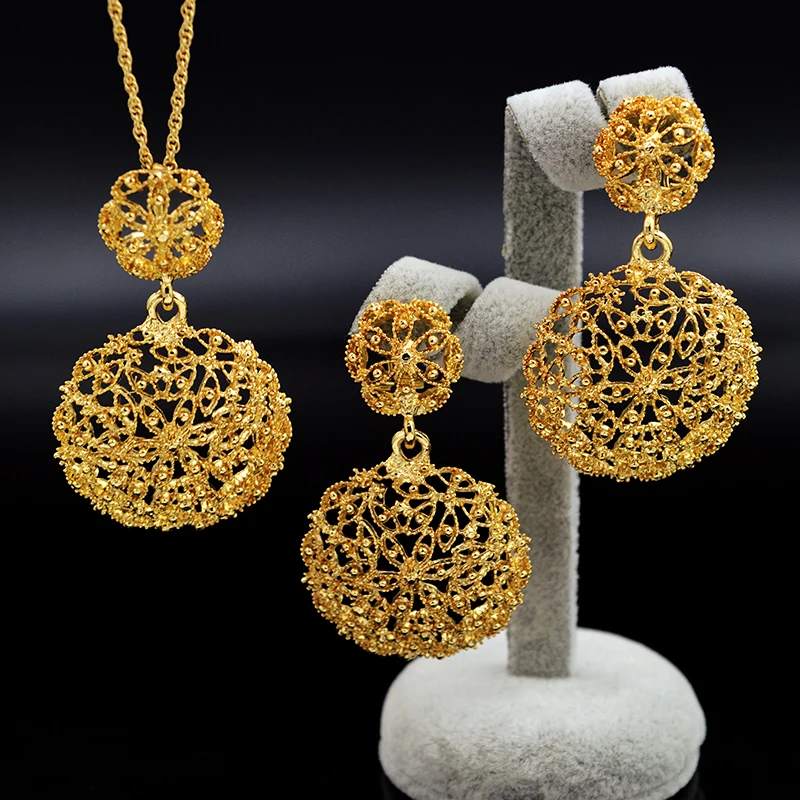 Комплект из колье и серёг с круглым вырезом|classic jewelry sets|jewelry sets for womenjewelry |