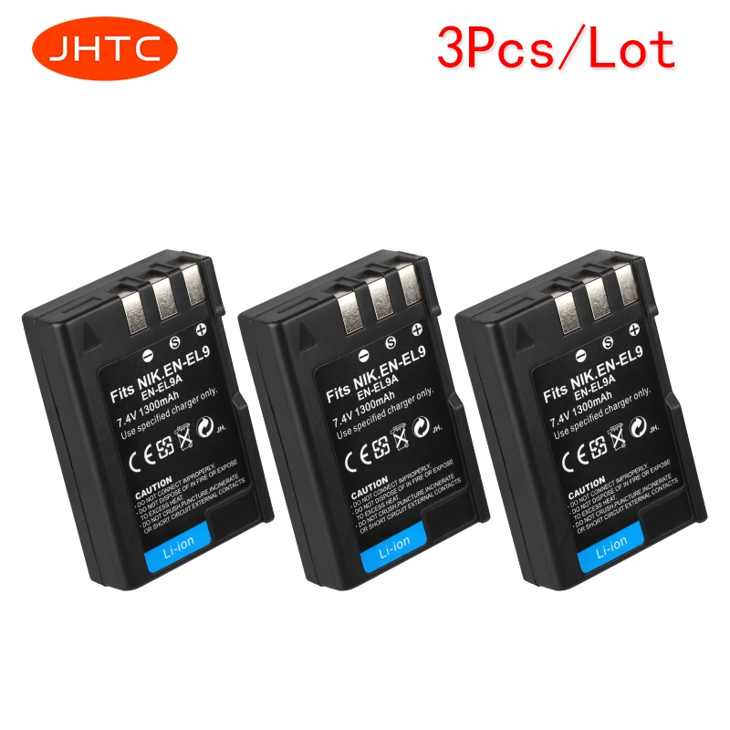 

JHTC 3pcs/Lot 1300mAh EN-EL9 EN EL9 EN-EL9a EN EL9a EL9a Li-ion digital Camera Battery AKKU For Nikon D40 D60 D40X D5000