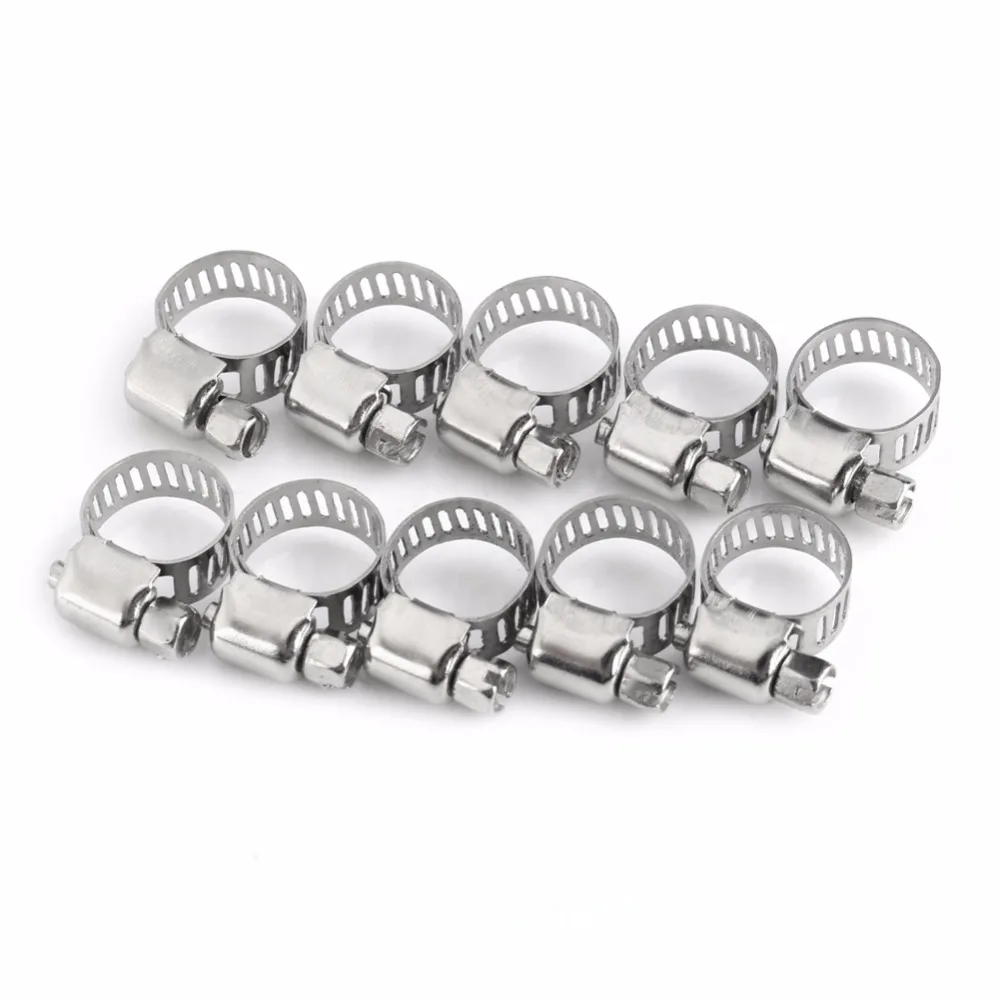 

10pcs Stainless Steel Drive Hose Clamp Tri Clamp Adjustable Fuel Line Pipe Worm Gear Clip Clamp Tube Fasterner 8mm Spring Clip