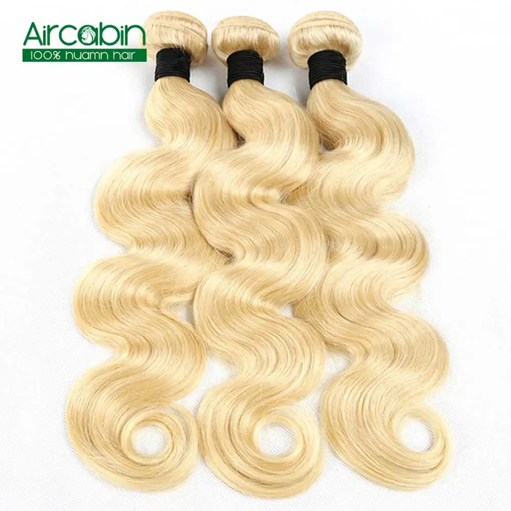 

Brazilian Blond Color Human Hair 3 Bundles 613 Color Body Wave Hair Weft 12-24 inch Hair Extensions Non Remy Aircabin
