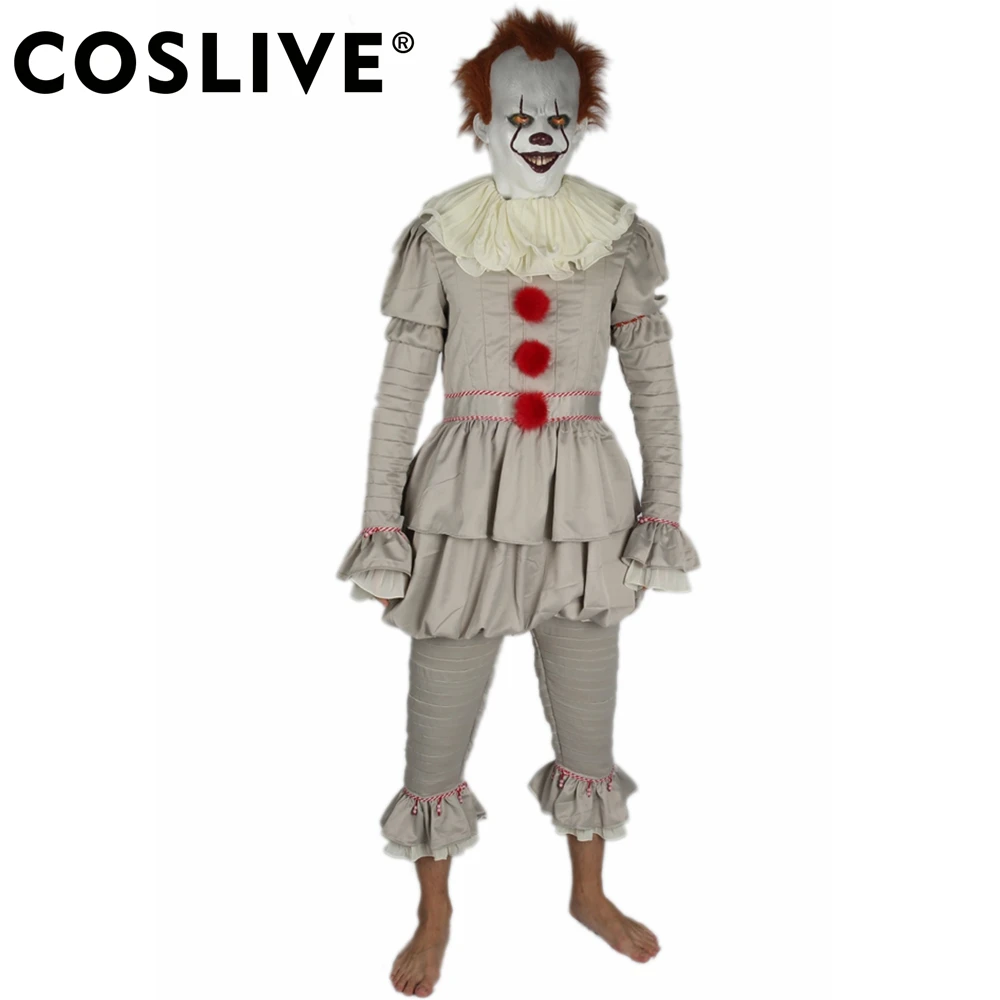 Coslive Стивен Кинг это фильм Pennywise косплей костюм полный для Хэллоуина|full suit|cosplay