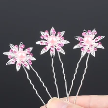 6 шт. женские свадебные шпильки заколка для волос имитация жемчуга кристалл украшение для волос Шарм блестящие невесты цветок заколки