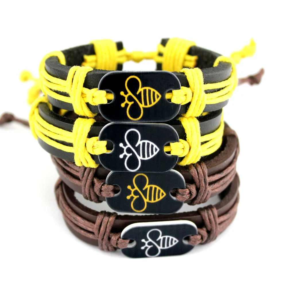 

Bee Bracelets Lovely Turtle Tortoise Animal Paw Fish Bone Scissors Shears Skull Charm Wax Cords Leather Jewelry Drop Shipping