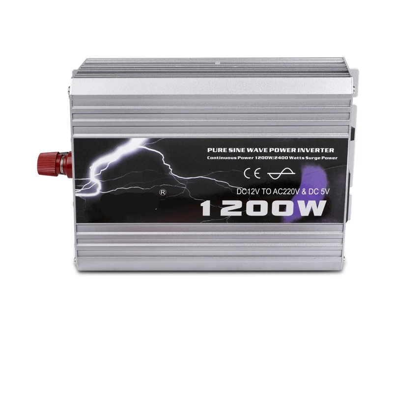  Inversor de potencia de onda sinusoidal pura de coche de 1200 W 12 V CC a 110 V/220 V CA con conver