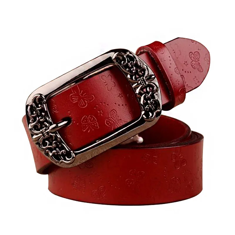 

New Fashion Belts For Women Animal pattern Pin Buckle Belt Metal Ladies Casual Retro Cow Split Leather Luxury Brand Belt Woman