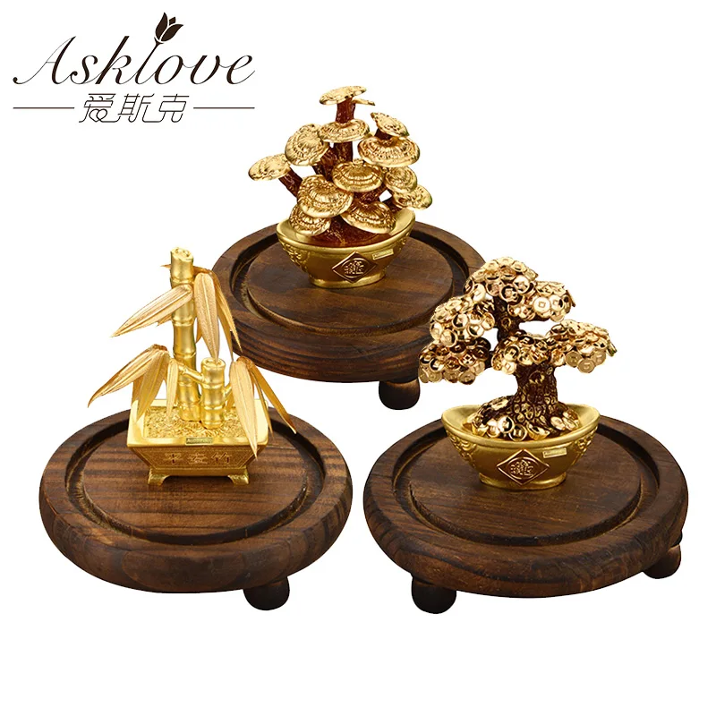 

Feng Shui Gold foil Bonsai Artificial plants Money Tree Lucky bamboo Blessing Fortune Ornaments Gifts Home office Decoration