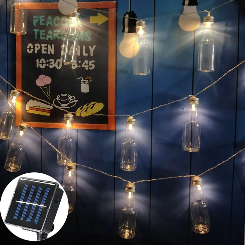 

20 Lamp Big Size Transparent Bottle LED Solar Battery LED Strip Light Christmas Decorations for Home New Year Decoration Natal