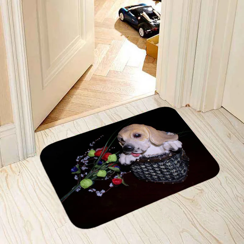 Modern home decorative door mat popular dogs pug/border collie/bull terrier/French bulldog photo print 40x60cm floor mat carpet - Цвет: MI 14