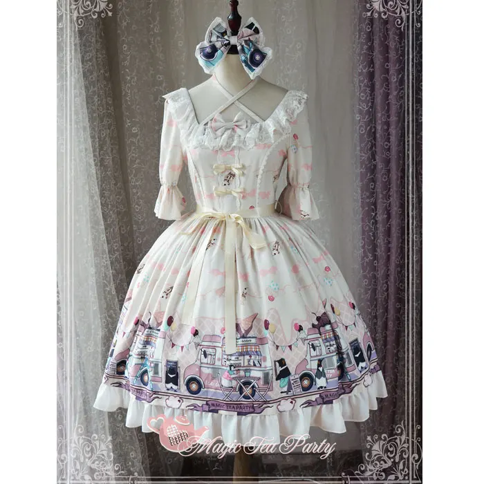 Ice Cream Party ~ Sweet Printed Short Sleeve Lolita Dress by Magic Tea | Женская одежда