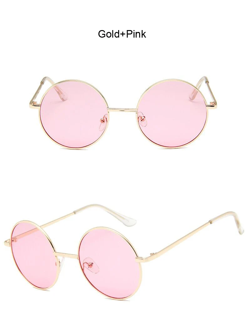 Ретро круглые розовые Солнцезащитные очки женские брендовые дизайнерские солнечные очки для женщин зеркальные солнечные очки сплав женские Oculos De Sol