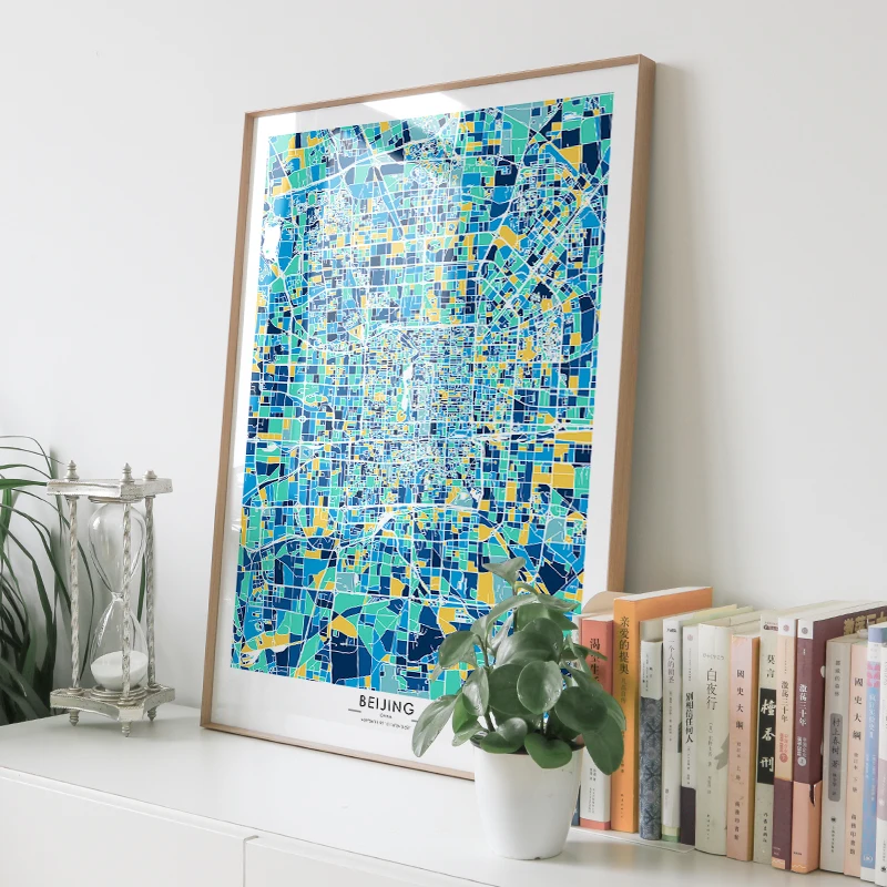 

Beijing city map poster black and white world map prints for wall art canvas decor picture for Nordic style living room gift