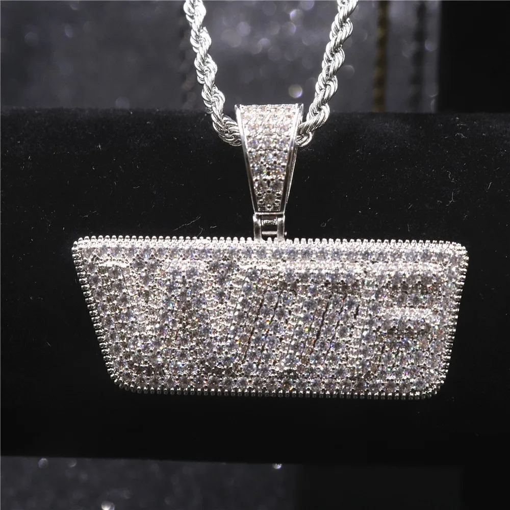 Мужские хип хоп iced out WTF кулон из букв ожерелья проложить Установка кубического циркония мужской хип-хоп ожерелье очаровательные подарочные украшения