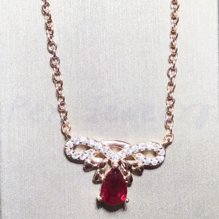 Ruby necklace with pendant Free shipping Natural and real ruby 925