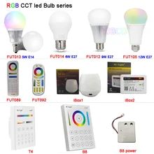 Miboxer FUT013/FUT014/FUT012/FUT105 5W 6W 9W 12W E14 E27 Smart RGB CCT led Light Blub lamp FUT092/FUT089/T4/B8 2.4G Remote