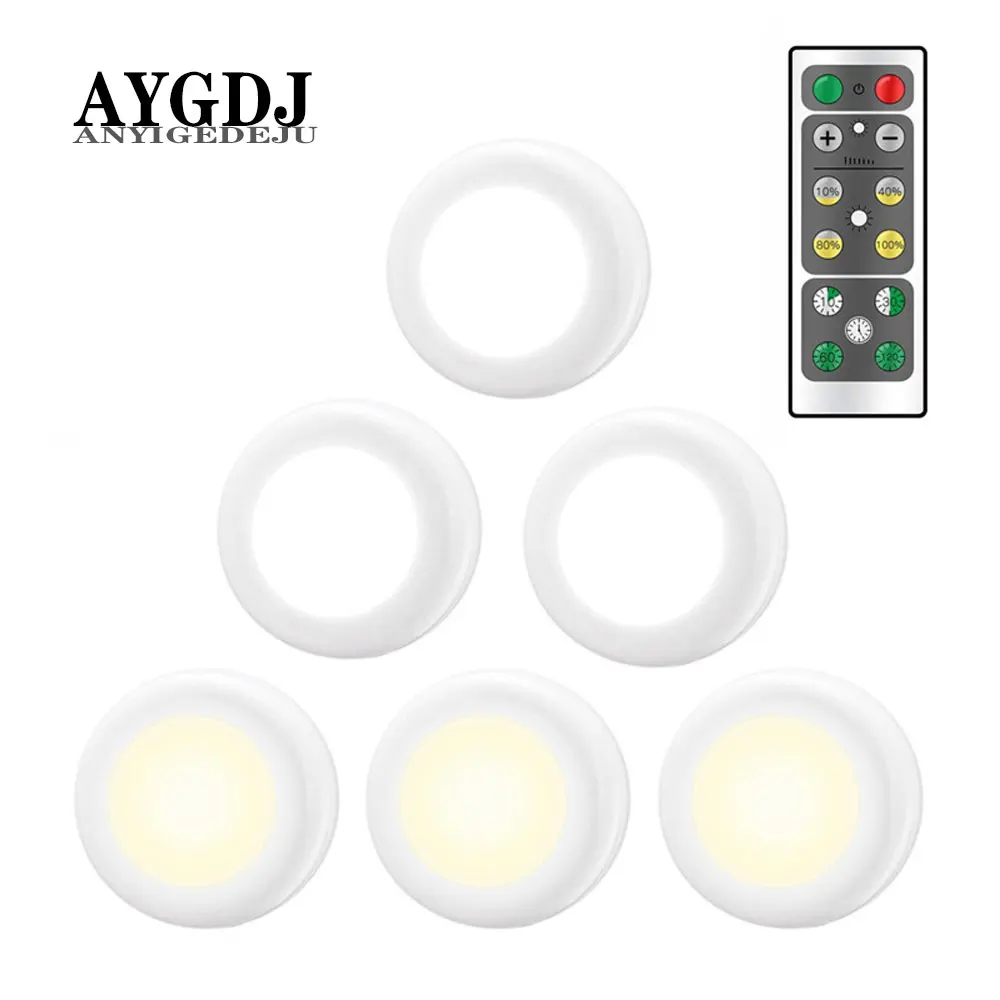 

Wireless Dimmable Touch Sensor LED Under Kitchen Cabinets lights LED Puck Lights For Close Wardrobe Stair Hallway Night lamp