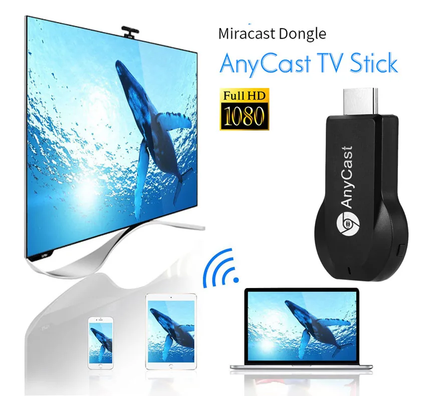

AnyCast M2 Plus Airplay 1080P Wireless WiFi Display Dongle DLNA Miracast for iPhone iPad Android Phone Video to HDMI TV