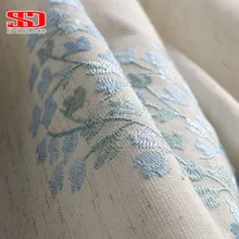 Cotton Linen Curtains Blackout For Bedroom Fabric Floral Blinds Drapes Blue Window Embroidered Chinese Cortinas For Living Room