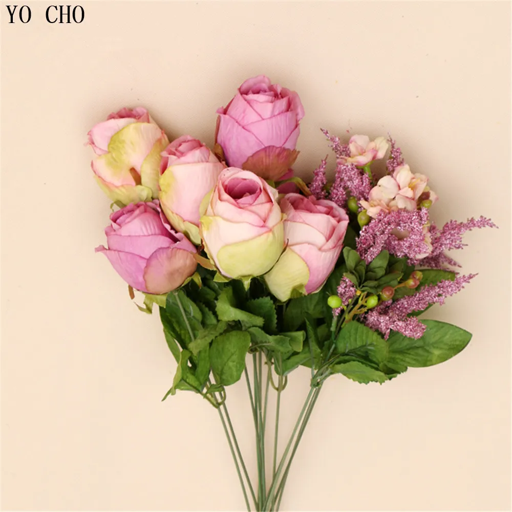 Artificial roses bouquet Wedding decor flower fake silk rose bouquet