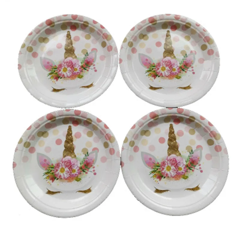 

10pcs Unicorn Birthday Party Decors Disposable Tableware Kit Unicorn Cups 7 inch Plates Kids Birthday Unicornio Party Supplies