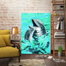 Картина по номерам художественная краска по номеру Дельфин большая картина король Семья украшения девушка сердце детская комната подарок матери diy