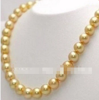 

yan 1736 17" natural AAA 9-10mm golden south sea pearl necklace