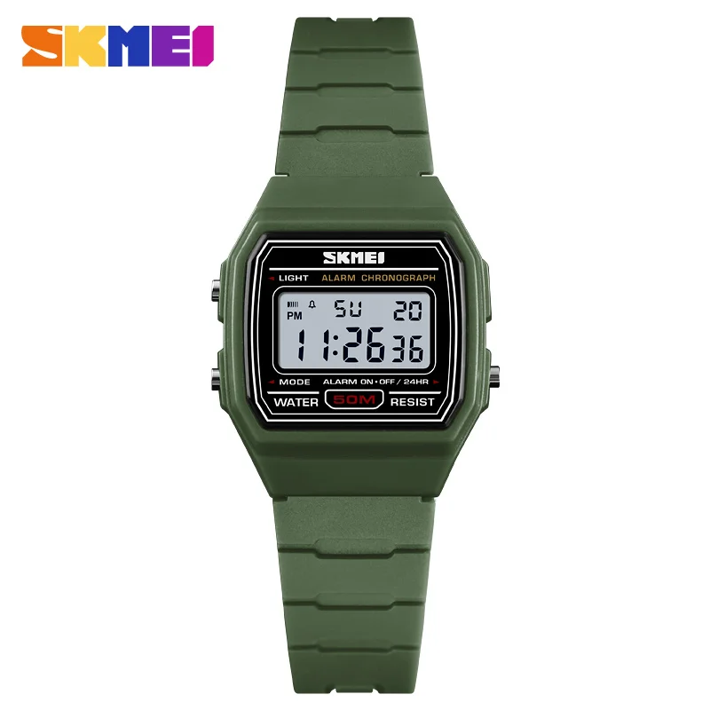SKMEI новые трендовые детские спортивные часы модные уличные цифровые наручные часы многофункциональные будильник Девочки Мальчики - Цвет: Зеленый