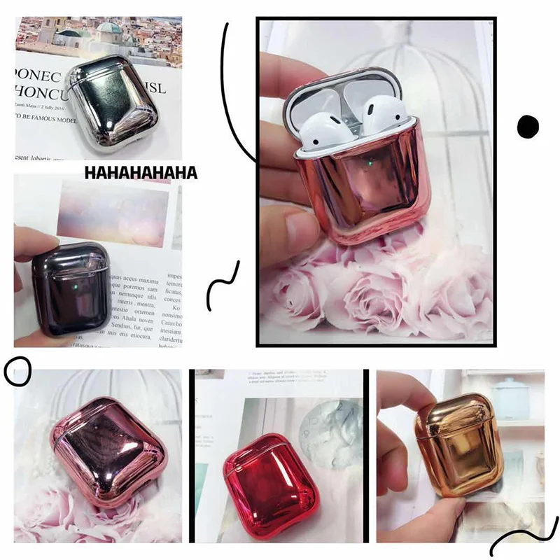 Plating Soft Case for Apple AirPods Case Shockproof Earphone Protective Cover for Air Pods 1/2 Charging Box Case Accessories