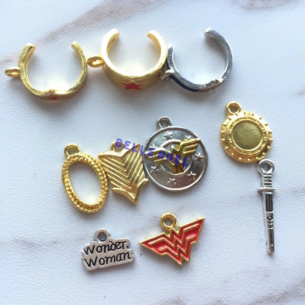 

9pcs/lot cartoon wonder women Metal Charm Pendant DIY Necklace Jewelry Making P62607