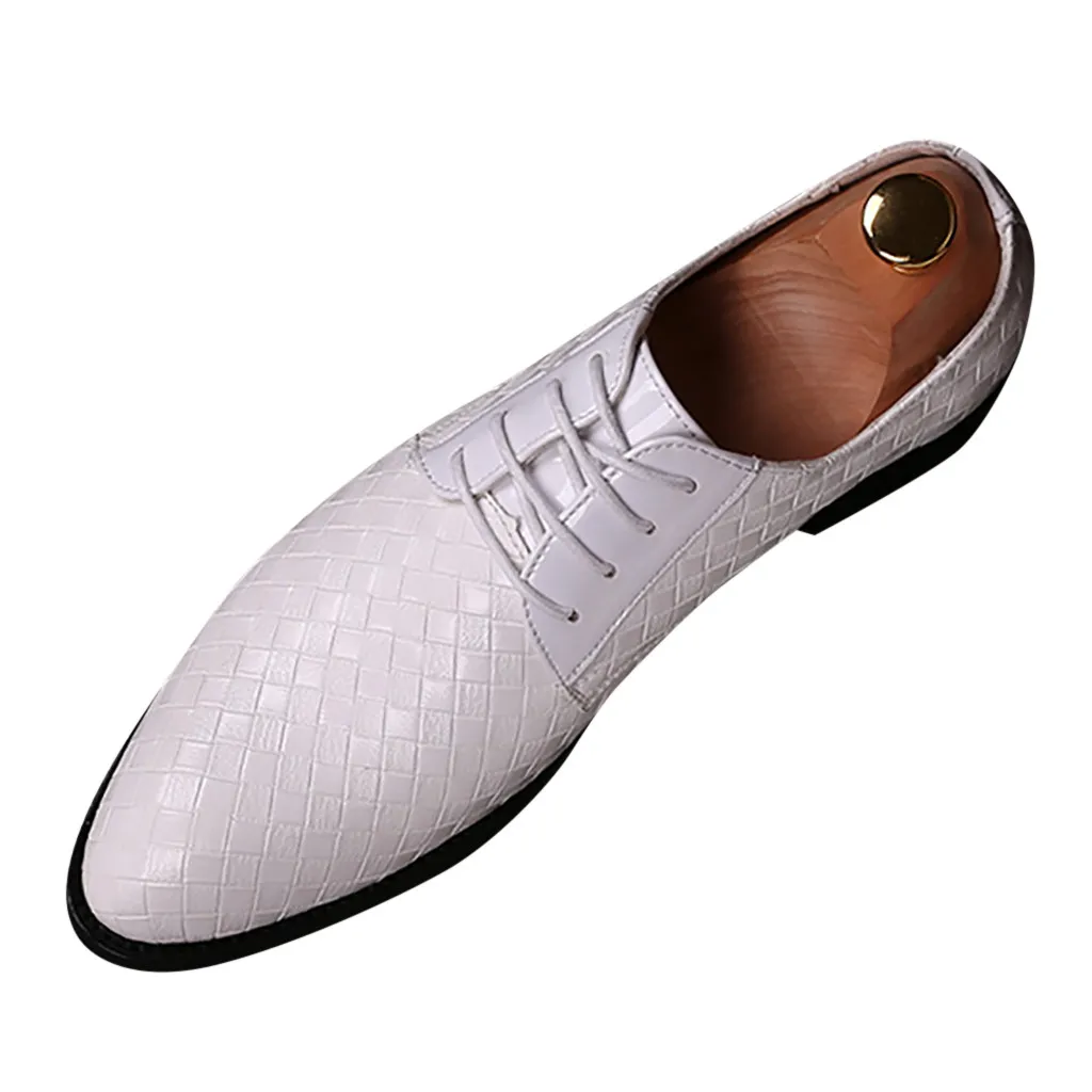 

Men Fashion Pointed Toe Lace Up Shoes Leather Bright Business Casual Dress Shoes Wedding Shoes Size 38-48 Business Shoes