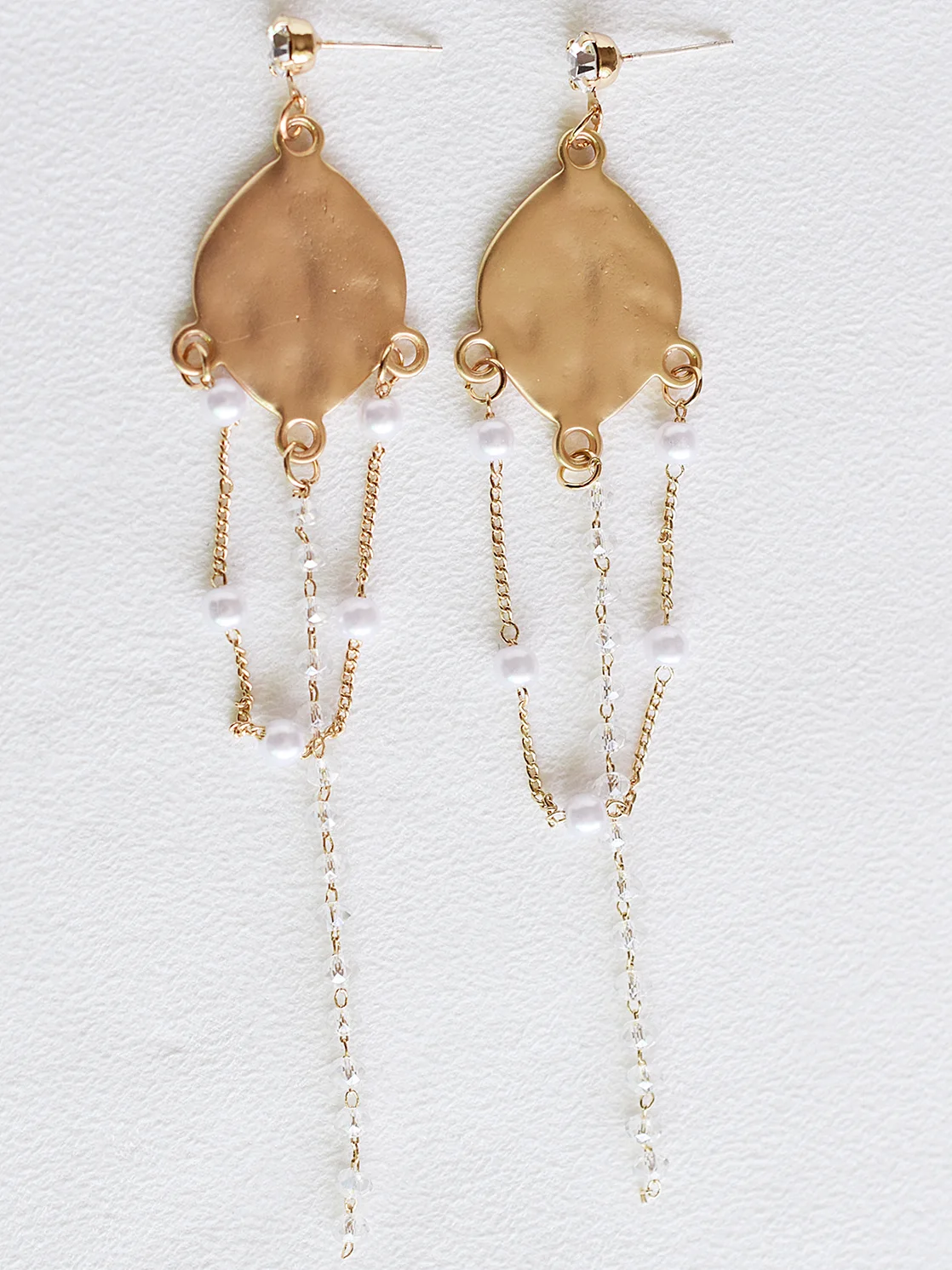 Fashion Tassel Long Drop Earrings Pearl Irregular Pattern Matte Gold For Girl Gift Party | Украшения и аксессуары