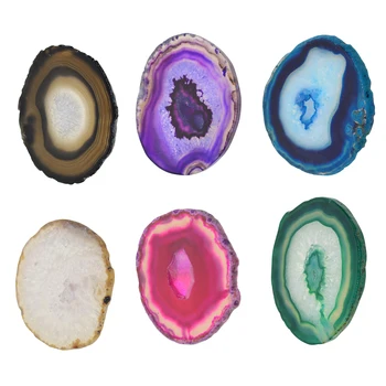 

6pcs Colorful Irregular Agate Slice Quartz Crystal Coaster Placemat Decoration Ornaments for Jewelry Making DIY Pendant Charms