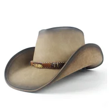Новая мода Западная ковбойская шляпа для женщин мужчин кожа Sombrero Hombre Джаз шапки