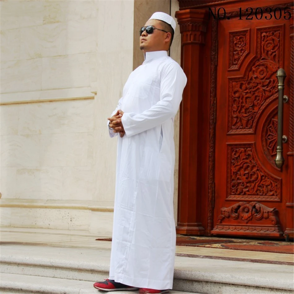 Мусульманская мода Мужская мусульманская одежда Саудовская Арабская Дубай халаты Кафтан Абая Ид аль-Фитр джубба ТОБ арабский ислам длинные халаты