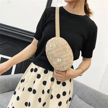 

Women Lady Fashion Casual Lace Straw Simple Versatile Messenger Bag Waist Bag Chest Bag Bolsa Feminina Pequena Da Mini 50