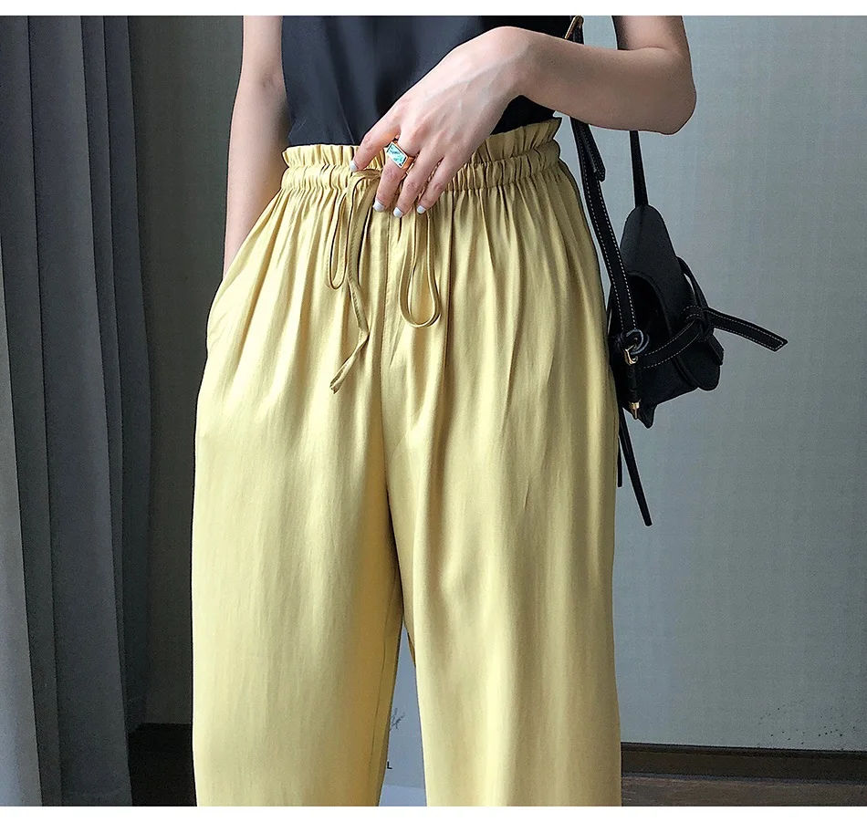 Wide Leg Satin Silk Pants Women Trousers High Waisted Elegant Summer Solid Color Wide Leg Pants Women Satin Trousers Loose New