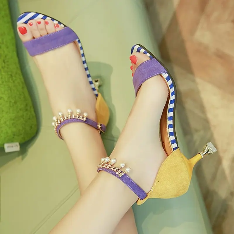 

TOSJC Women Lady Sandals summer dress shoes fashion color wedding shoes lady sandalias mujer 2019 new style