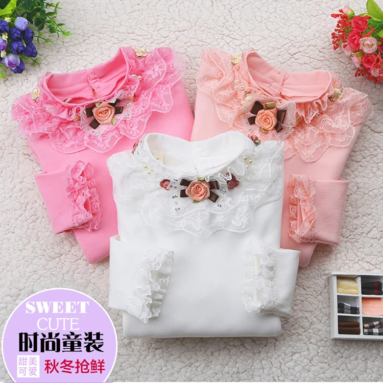 Блузка для девочек Новинка года, Осенняя детская одежда для маленьких девочек хлопковая Детская рубашка детская одежда с цветочным принтом 4 цвета, От 2 до 14 лет