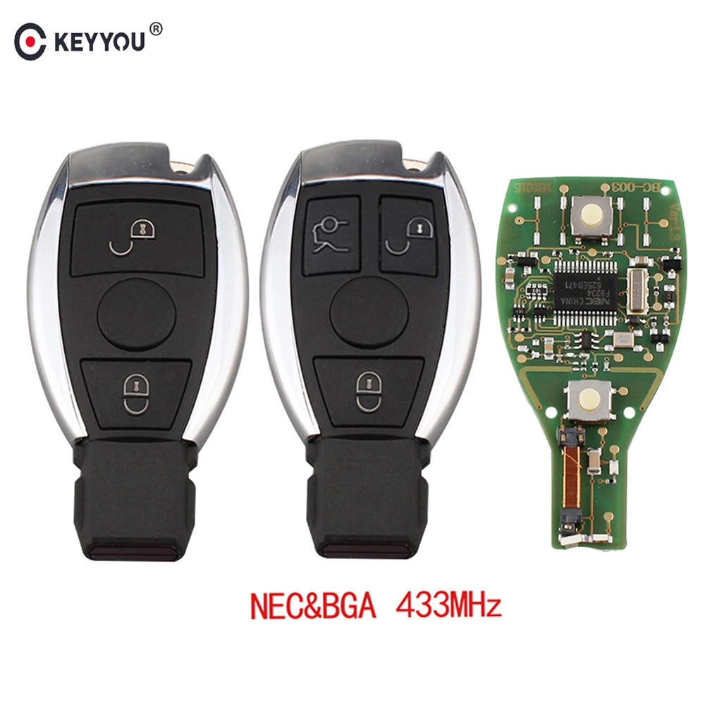 KEYYOU 433MHZ Control Remote Car Key Case 2 3 Button With Smart Key Transmitter For Mercedes