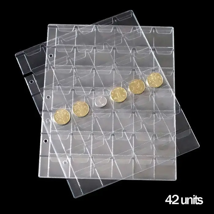 

10 Pages/Lot 42 Pieces/sheet PVC sheets for coins album transparent inside pages 252*200mm inners of Collection Coin Holders