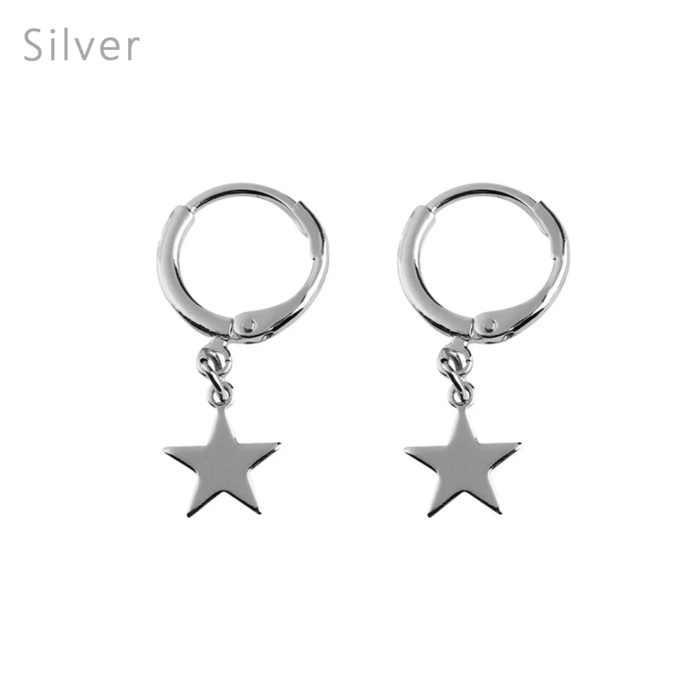 

1pair Trendy Gold Color Small Star Hoop Earrings for Women 2018 Piercing Huggie Earrings Simple Tiny Star Moon Crescen Jewelry