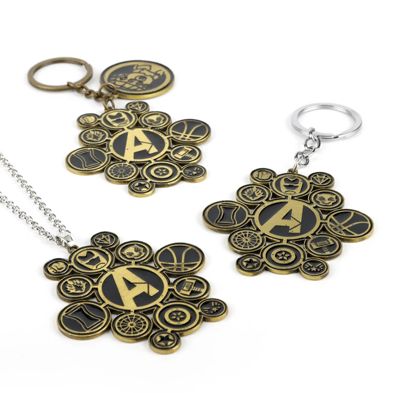 

Vintage Gold Color The Avengers Marvel Super Hero Captain America Statement Necklaces & Pendant Men Women Movie Jewelry
