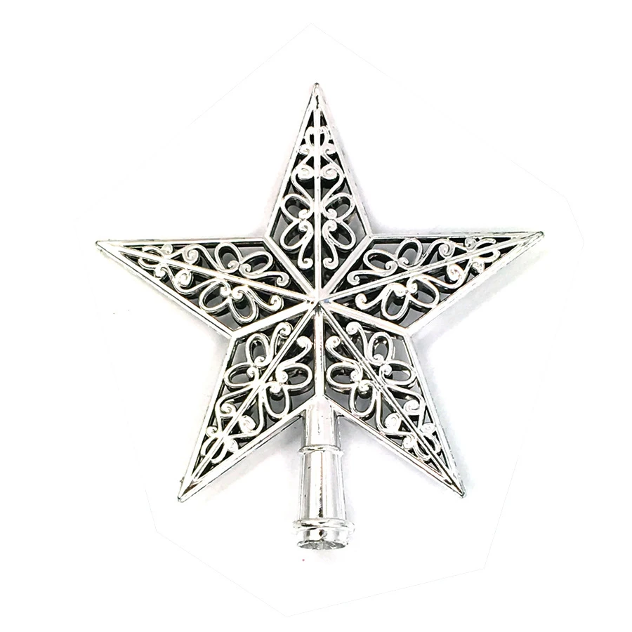 Рождественская елка милый красочный Топ Блестящий висящий Рождественский Декор, орнамент тройка Топпер объемный полый пятиконечные звезды