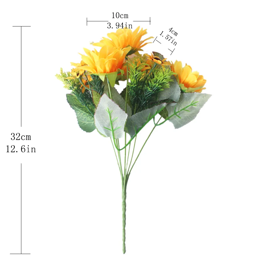 Искусственные шелковые цветы, Подсолнух для украшения дома, желтые большие искусственные тканевые цветы, свадебный букет, маленькие цветы, Декор